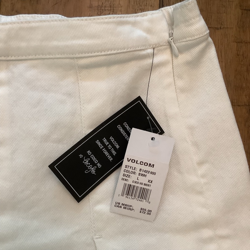 NWT Volcom Coco Pleated Women's Cream Skirt Cotton Sz Large - Picture 3 of 7